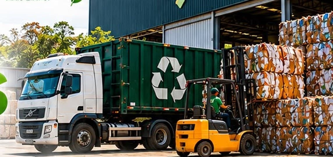 Caminhão roll-on da Brasil Vale carregando caçamba